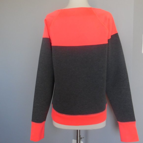 Athleta Fuse Cosmic Orange Pullover Neoprene Top Gray Longleseve Sweatshirt Top - Picture 7 of 12